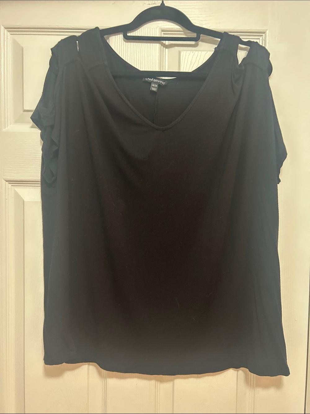 Lane Bryant Black Cold-Shoulder V-Neck Tank